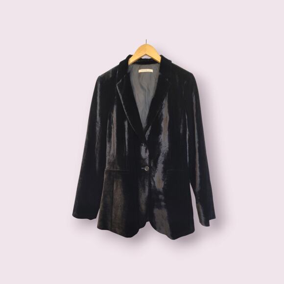 PENNY BLACK‎ Women's 2 Button Silk Blend Velvet Blazer Size 10 Black - Picture 1 of 9